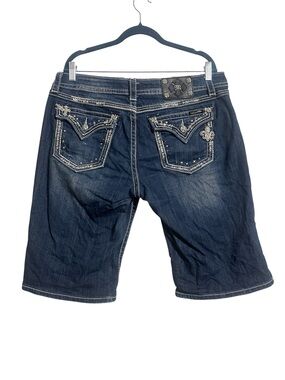 Miss Me Embellished Denim Easy Bermuda Shorts